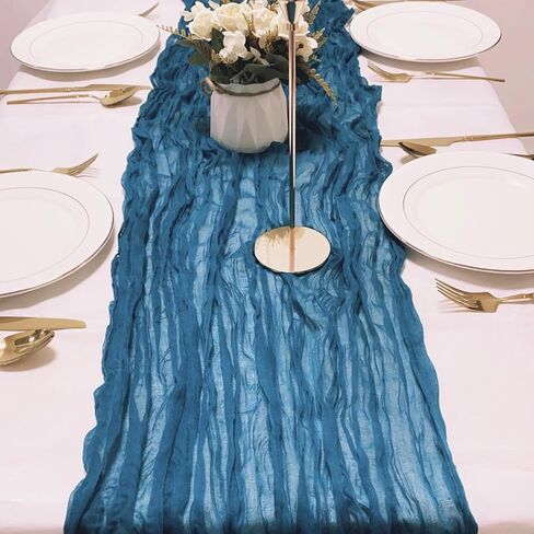4 Pack Navy Blue Cheesecloth Table Runner 120 Inches Long Cheese Cloth Boho Gauze Table Runner 10Ft Rustic Sheer Table Runner for Wedding Bridal Shower Party Graduations Birthday Table Decoration in Saudi Arabia