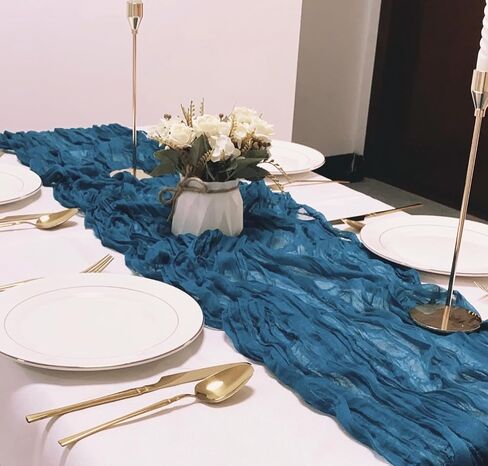 4 Pack Navy Blue Cheesecloth Table Runner 120 Inches Long Cheese Cloth Boho Gauze Table Runner 10Ft Rustic Sheer Table Runner for Wedding Bridal Shower Party Graduations Birthday Table Decoration in Saudi Arabia