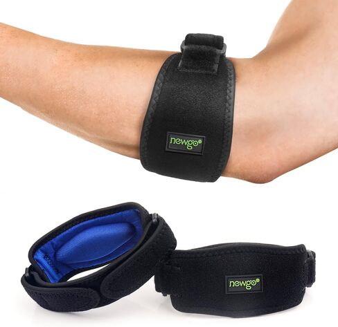 NEWGO دعامة الكوع لالتهاب الأوتار، 2 حزمة من أشرطة الكوع لمرفق التنس للرجال والنساء، كم الكوع قابل للتعديل مع وسادة ضغط in Kuwait