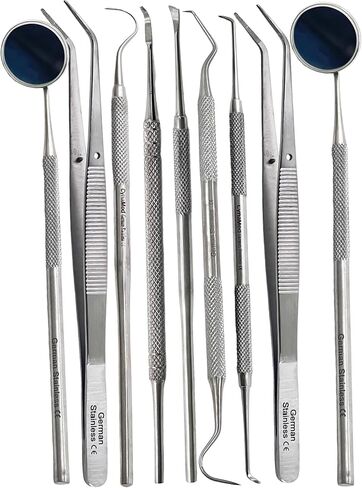 Premium Dental Tools, Plaque Remover for Teeth, Professional Hygiene Cleaning Kit,Stainless Tooth Scraper Plaque Tartar Remover Cleaner,Dental Pick Scaler Oral Care Tools Set (SET of 9 with CASE) in Saudi Arabia