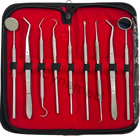 Premium Dental Tools, Plaque Remover for Teeth, Professional Hygiene Cleaning Kit,Stainless Tooth Scraper Plaque Tartar Remover Cleaner,Dental Pick Scaler Oral Care Tools Set (SET of 9 with CASE) in Saudi Arabia