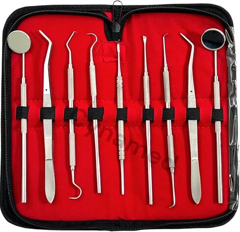 Premium Dental Tools, Plaque Remover for Teeth, Professional Hygiene Cleaning Kit,Stainless Tooth Scraper Plaque Tartar Remover Cleaner,Dental Pick Scaler Oral Care Tools Set (SET of 9 with CASE) in Saudi Arabia