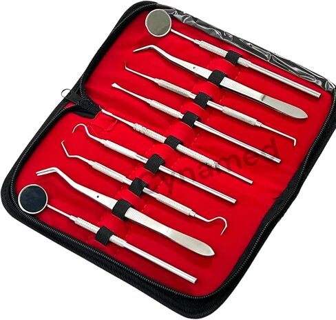 Premium Dental Tools, Plaque Remover for Teeth, Professional Hygiene Cleaning Kit,Stainless Tooth Scraper Plaque Tartar Remover Cleaner,Dental Pick Scaler Oral Care Tools Set (SET of 9 with CASE) in Saudi Arabia