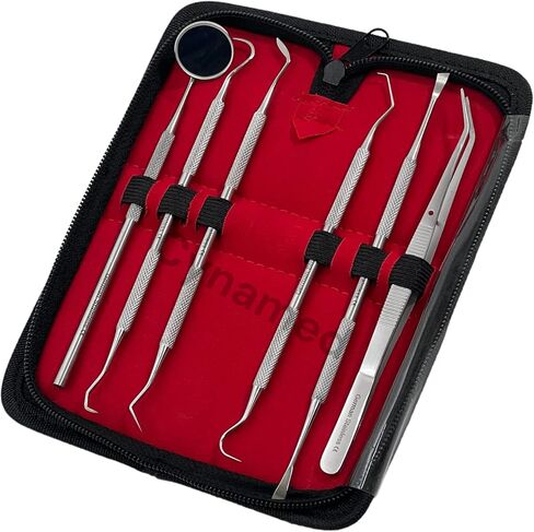 Premium Dental Tools, Plaque Remover for Teeth, Professional Hygiene Cleaning Kit,Stainless Tooth Scraper Plaque Tartar Remover Cleaner,Dental Pick Scaler Oral Care Tools Set (SET of 9 with CASE) in Saudi Arabia