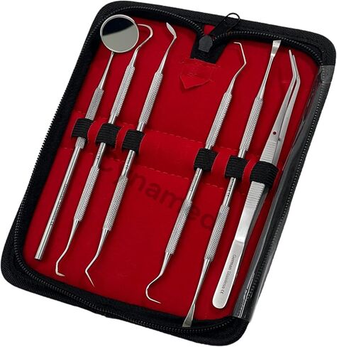 Premium Dental Tools, Plaque Remover for Teeth, Professional Hygiene Cleaning Kit,Stainless Tooth Scraper Plaque Tartar Remover Cleaner,Dental Pick Scaler Oral Care Tools Set (SET of 9 with CASE) in Saudi Arabia