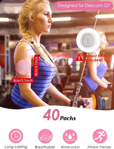 YOUSHARES 40Pcs Dexcom G7 Over Patches Waterproof - Adhesive Patches for Dexcom G7 with Pre-Cut Back Paper, Strong Stick for 10-14 Day Long Stay (Pink) in Saudi Arabia