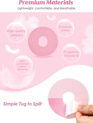 YOUSHARES 40Pcs Dexcom G7 Over Patches Waterproof - Adhesive Patches for Dexcom G7 with Pre-Cut Back Paper, Strong Stick for 10-14 Day Long Stay (Pink) in Saudi Arabia