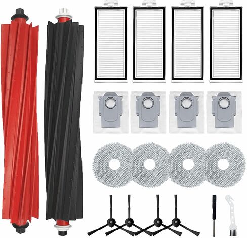 20PCS Replacement Parts for Roborock Qrevo Master/ P10s Pro V20 Vacuum Cleaner, 2 Main Brush, 4 HEPA Filters, 4 Side Brushes, 4 Mop Cloth Pads, 4 Dust Bags, 1 Cleaning Tool, 1 Screwdrivers in Saudi Arabia