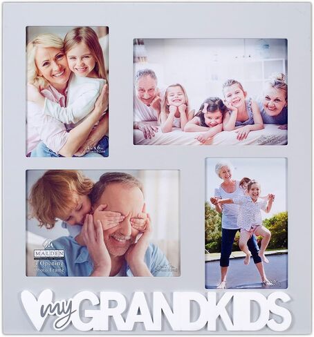 تصميمات Malden International Designs Love My Grandkids 4 إطار صورة جداري مفتوح مع ملحق، رمادي in Kuwait