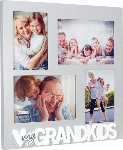 تصميمات Malden International Designs Love My Grandkids 4 إطار صورة جداري مفتوح مع ملحق، رمادي in Kuwait