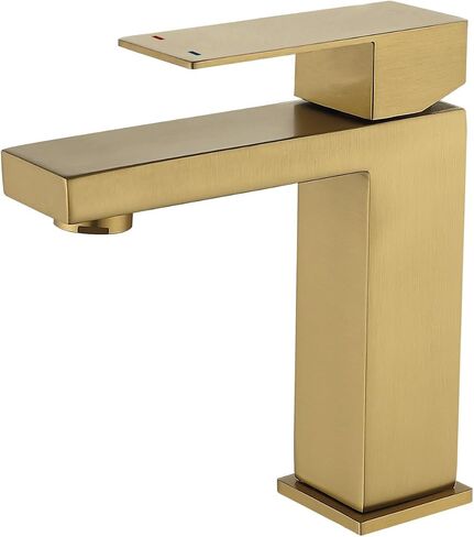 Bathroom Faucet Single Hole Bathroom Sink Faucet Single Handle Brushed Gold Stainless Steel Lavatory Vanity Faucets with Supply Lines in Saudi Arabia