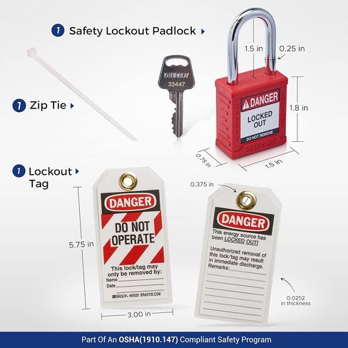 BRADY Personal Lockout Tagout Safety Lock with Loto Tag - 1 Key - 153673 in Saudi Arabia