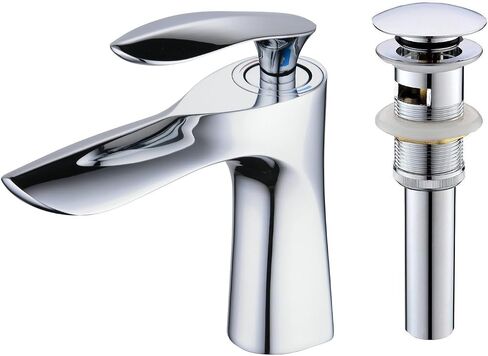 Leekayer Chrome Finish Bathroom Faucet with Pop Up Drain(with Overflow) Single Handle Bathroom Sink Faucet One Hole Deck Mount Vanity Mixer Tap Lavatory in Saudi Arabia