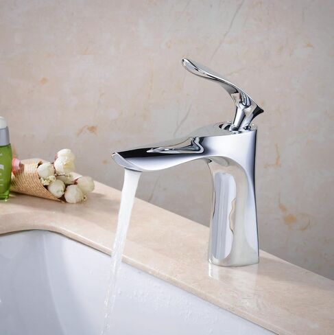 Leekayer Chrome Finish Bathroom Faucet with Pop Up Drain(with Overflow) Single Handle Bathroom Sink Faucet One Hole Deck Mount Vanity Mixer Tap Lavatory in Saudi Arabia