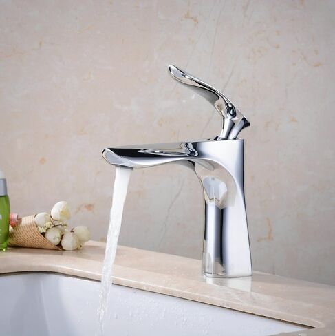Leekayer Chrome Finish Bathroom Faucet with Pop Up Drain(with Overflow) Single Handle Bathroom Sink Faucet One Hole Deck Mount Vanity Mixer Tap Lavatory in Saudi Arabia