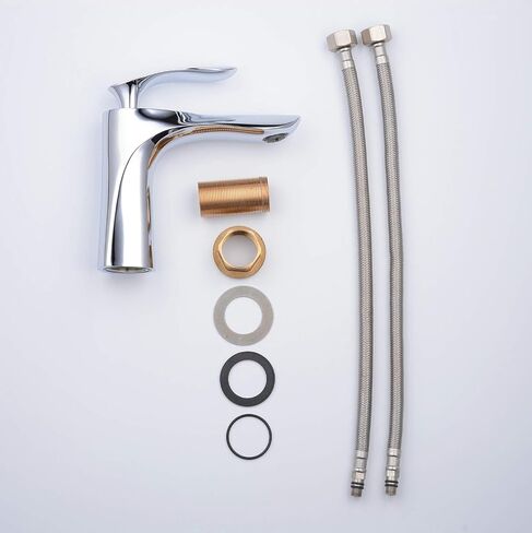 Leekayer Chrome Finish Bathroom Faucet with Pop Up Drain(with Overflow) Single Handle Bathroom Sink Faucet One Hole Deck Mount Vanity Mixer Tap Lavatory in Saudi Arabia
