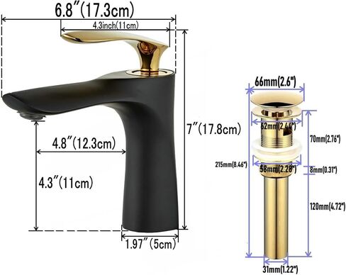 Leekayer Chrome Finish Bathroom Faucet with Pop Up Drain(with Overflow) Single Handle Bathroom Sink Faucet One Hole Deck Mount Vanity Mixer Tap Lavatory in Saudi Arabia