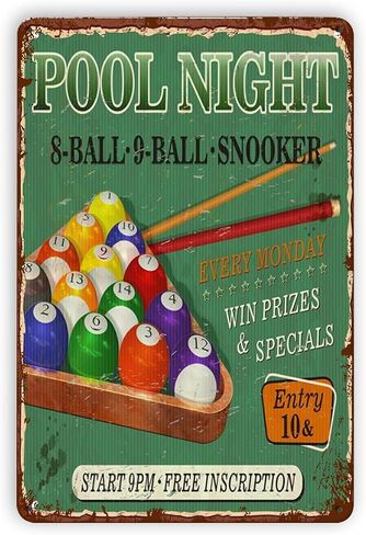 Billiards Fans Metal Signs Home Decor Billiards Side Pocket Tin Poster Plaque For Club Garage Office Wall Decoration 8x12 Inches in Saudi Arabia
