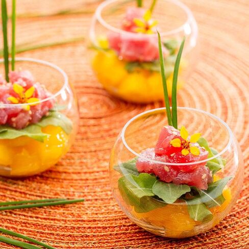 Restaurantware 4 Ounce Round Plastic Bowls 100 Disposable Sphere Cups - Premium Does Not Shatter Easily Clear Plastic Appetizer Bowls Versatile For Weddings Parties Or Birthdays in Saudi Arabia