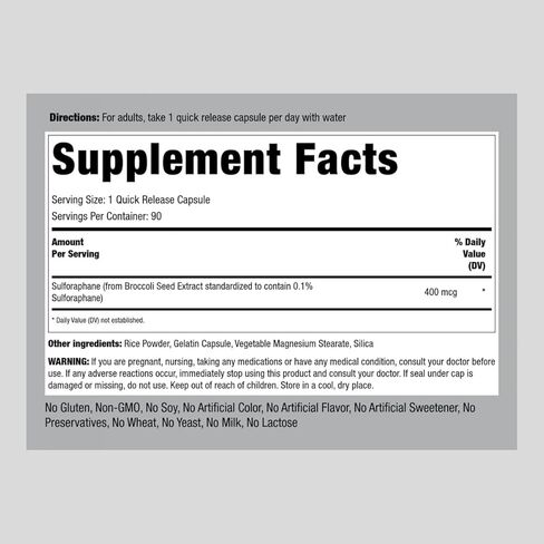 Piping Rock Sulforaphane Supplement | 90 Capsules | from Broccoli Seed Extract | Non-GMO, Gluten Free in Saudi Arabia