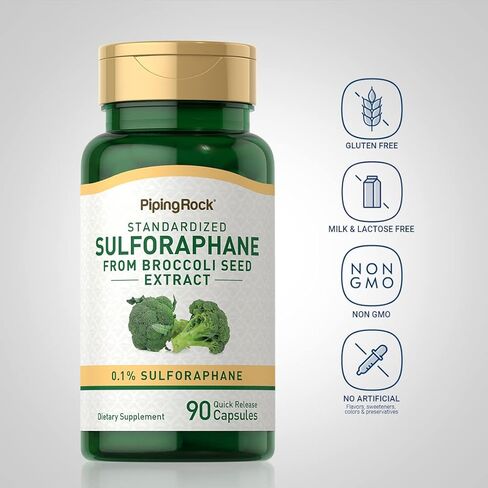 Piping Rock Sulforaphane Supplement | 90 Capsules | from Broccoli Seed Extract | Non-GMO, Gluten Free in Saudi Arabia