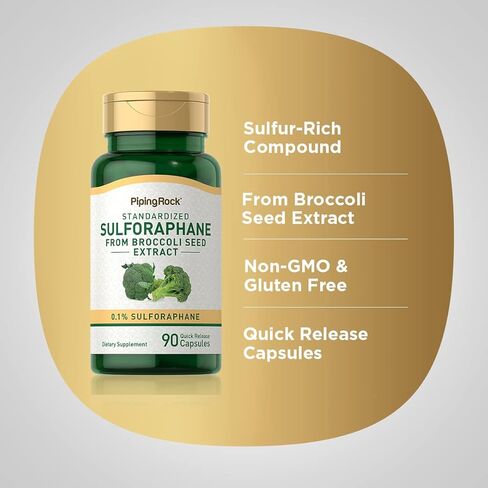 Piping Rock Sulforaphane Supplement | 90 Capsules | from Broccoli Seed Extract | Non-GMO, Gluten Free in Saudi Arabia