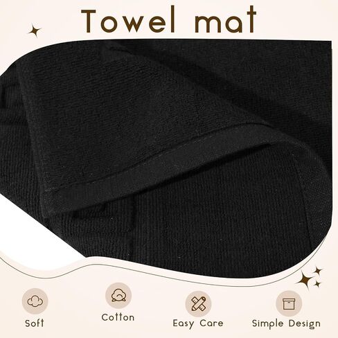 6 Pcs Polyester Cotton Bath Mat Bathroom Floor Towel Hotel Spa Shower Bathtub Bathroom Rug Absorbent Bath Rugs for Home Decoration Housewarming Gift, 22''x35'' (Black) in Saudi Arabia
