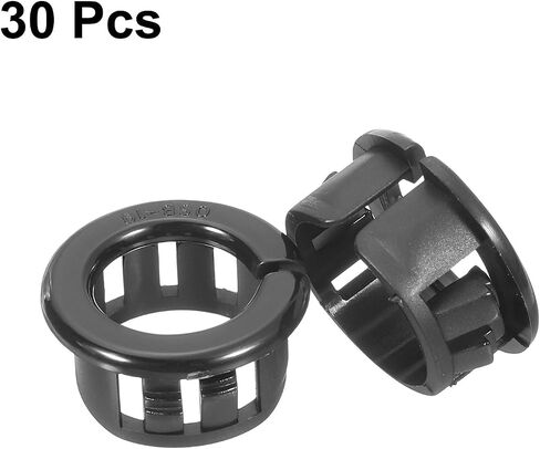 uxcell Cable Snap Bushing Grommets, 30Pcs 9mm/0.35" Mounting Dia Nylon Snap Bushing Grommet, Round Snap in Cable Hose Bushing for Various Cables Tubes Wire, Black in Saudi Arabia