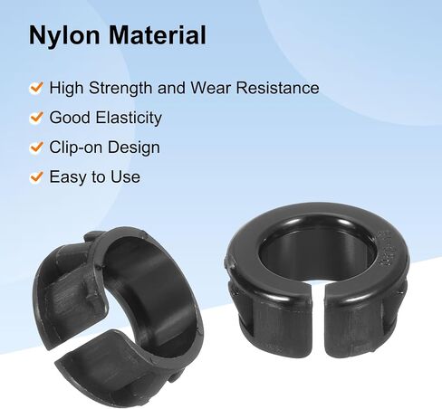 uxcell Cable Snap Bushing Grommets, 30Pcs 9mm/0.35" Mounting Dia Nylon Snap Bushing Grommet, Round Snap in Cable Hose Bushing for Various Cables Tubes Wire, Black in Saudi Arabia