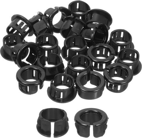 uxcell Cable Snap Bushing Grommets, 30Pcs 9mm/0.35" Mounting Dia Nylon Snap Bushing Grommet, Round Snap in Cable Hose Bushing for Various Cables Tubes Wire, Black in Saudi Arabia