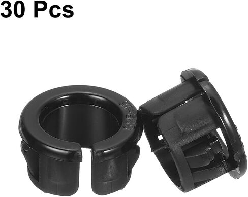 uxcell Cable Snap Bushing Grommets, 30Pcs 9mm/0.35" Mounting Dia Nylon Snap Bushing Grommet, Round Snap in Cable Hose Bushing for Various Cables Tubes Wire, Black in Saudi Arabia