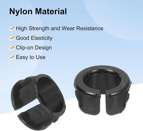 uxcell Cable Snap Bushing Grommets, 30Pcs 9mm/0.35" Mounting Dia Nylon Snap Bushing Grommet, Round Snap in Cable Hose Bushing for Various Cables Tubes Wire, Black in Saudi Arabia
