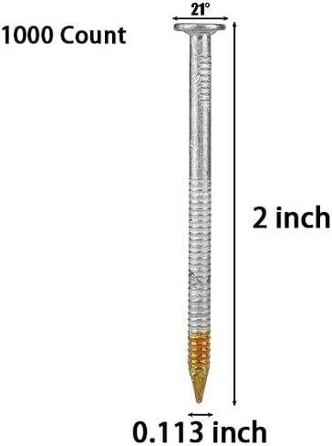 Framing Nails, 21 Degree, Galvanized, Twist Shank, Plastic Row Fixed (1000 Count, 2 Inch x 0.113 Inch) in Saudi Arabia