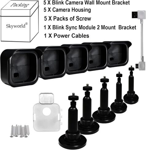 حامل الكاميرا الخارجية Blink الجديد كليًا من SKYWORLD، غطاء واقٍ مقاوم للطقس وحامل قابل للتعديل 360 درجة للجيل الرابع من Blink مع وحدة مزامنة Blink 2 Mount (أسود 2 قطعة) in Kuwait