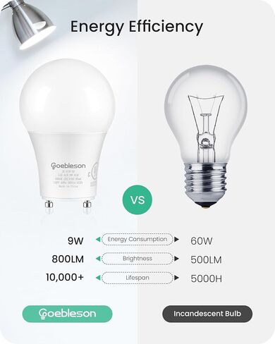 4 مصابيح LED GU24 LED، 2 لمبات إضاءة شوكية، 60 وات لمبات LED مكافئة، 800LM قابلة للتعتيم، ضوء نهاري 5000K، 2 دبوس GU24 LED لمبات، 9W GU24 قاعدة قفل تويست، مدرج في قائمة UL C18GU2405 in Saudi Arabia