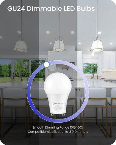 4 مصابيح LED GU24 LED، 2 لمبات إضاءة شوكية، 60 وات لمبات LED مكافئة، 800LM قابلة للتعتيم، ضوء نهاري 5000K، 2 دبوس GU24 LED لمبات، 9W GU24 قاعدة قفل تويست، مدرج في قائمة UL C18GU2405 in Saudi Arabia