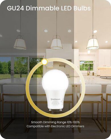 4 مصابيح LED GU24 LED، 2 لمبات إضاءة شوكية، 60 وات لمبات LED مكافئة، 800LM قابلة للتعتيم، ضوء نهاري 5000K، 2 دبوس GU24 LED لمبات، 9W GU24 قاعدة قفل تويست، مدرج في قائمة UL C18GU2405 in Kuwait