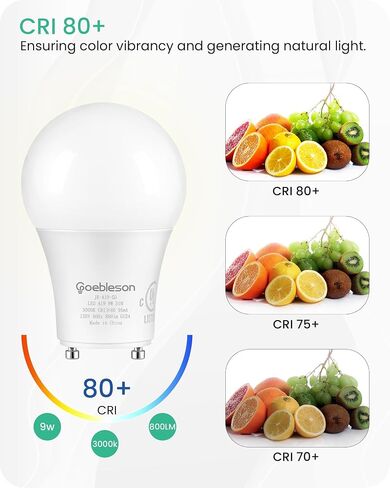 4 مصابيح LED GU24 LED، 2 لمبات إضاءة شوكية، 60 وات لمبات LED مكافئة، 800LM قابلة للتعتيم، ضوء نهاري 5000K، 2 دبوس GU24 LED لمبات، 9W GU24 قاعدة قفل تويست، مدرج في قائمة UL C18GU2405 in Kuwait