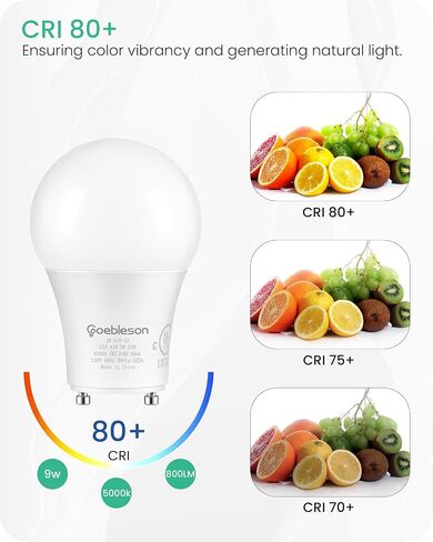 4 مصابيح LED GU24 LED، 2 لمبات إضاءة شوكية، 60 وات لمبات LED مكافئة، 800LM قابلة للتعتيم، ضوء نهاري 5000K، 2 دبوس GU24 LED لمبات، 9W GU24 قاعدة قفل تويست، مدرج في قائمة UL C18GU2405 in Saudi Arabia