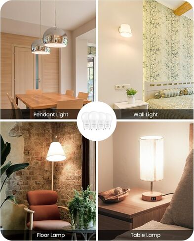4 مصابيح LED GU24 LED، 2 لمبات إضاءة شوكية، 60 وات لمبات LED مكافئة، 800LM قابلة للتعتيم، ضوء نهاري 5000K، 2 دبوس GU24 LED لمبات، 9W GU24 قاعدة قفل تويست، مدرج في قائمة UL C18GU2405 in Kuwait