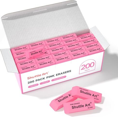 Pink Erasers, Shuttle Art 120 Pack Pink Erasers Bulk for School, Office, Latex-Free Soft Erasers for Kids, Teachers as School Supplies in Saudi Arabia