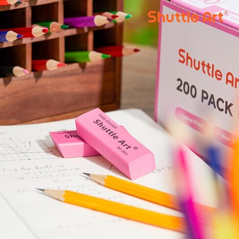 Pink Erasers, Shuttle Art 120 Pack Pink Erasers Bulk for School, Office, Latex-Free Soft Erasers for Kids, Teachers as School Supplies in Saudi Arabia