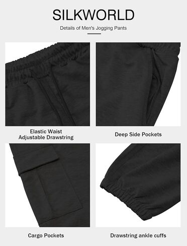 SILKWORLD Mens Sweatpants Casual Cargo Pants Drawstring Hiking Pants Workout Tactical Joggers Sweatpants for Men in Saudi Arabia