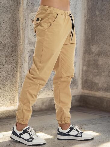 AUTIWITUA الرجال بنطال رياضي غير رسمي خفيف الوزن رباط قطن السراويل البضائع في الهواء الطلق المشي لمسافات طويلة حك المسار مدبب السراويل in Kuwait