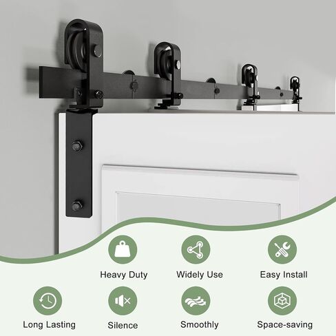 68"/5.7FT Bi-Folding Sliding Barn Door Hardware Track Kit for 4 Closet Door, Side Mount Roller, Heavy Duty, Slide Smoothly Quietly, Easy Install, Black(No Door) in Saudi Arabia