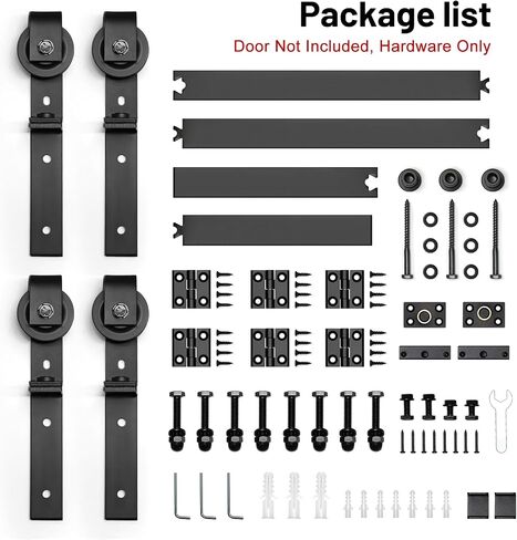 68"/5.7FT Bi-Folding Sliding Barn Door Hardware Track Kit for 4 Closet Door, Side Mount Roller, Heavy Duty, Slide Smoothly Quietly, Easy Install, Black(No Door) in Saudi Arabia