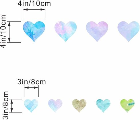 Colorful Watercolor Gradual Love Heart Wall Stickers - Girls Bedroom Rainbow Wall Decals - Nursery Kids Baby Boys Room Daycare Kindergarten Playroom Classroom Wall Decor in Saudi Arabia