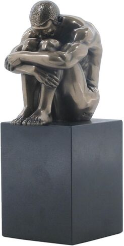 تمثال ذكر عاري من البرونز المصبوب على البارد مقاس 4.88 بوصة، رأس على الركبتين in Kuwait