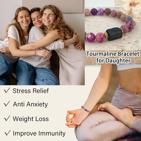 Natural Tourmaline Healing Bracelet Protection Energy Tourmaline Charm Bracelet Anxiety Relaxation Gifts for Women Girls in Saudi Arabia