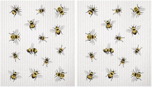 2 Mary Lake Thompson SC189 Reusable Kitchen Sponge Cloths, Scattered Bees in Saudi Arabia
